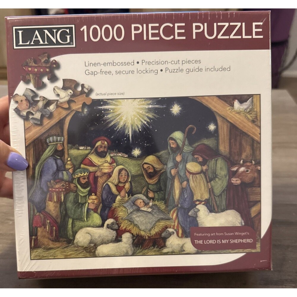 LANG Puzzle Nativity Scene 1000 pcs 29"x20" Jigsaw Puzzle Guide Winget Art NIB